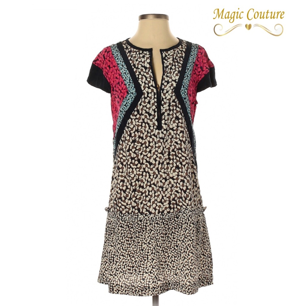 Marc By Marc Jacobs Multi-Color Patterned Mini Dress - Cream, Black, Pink, Teal
